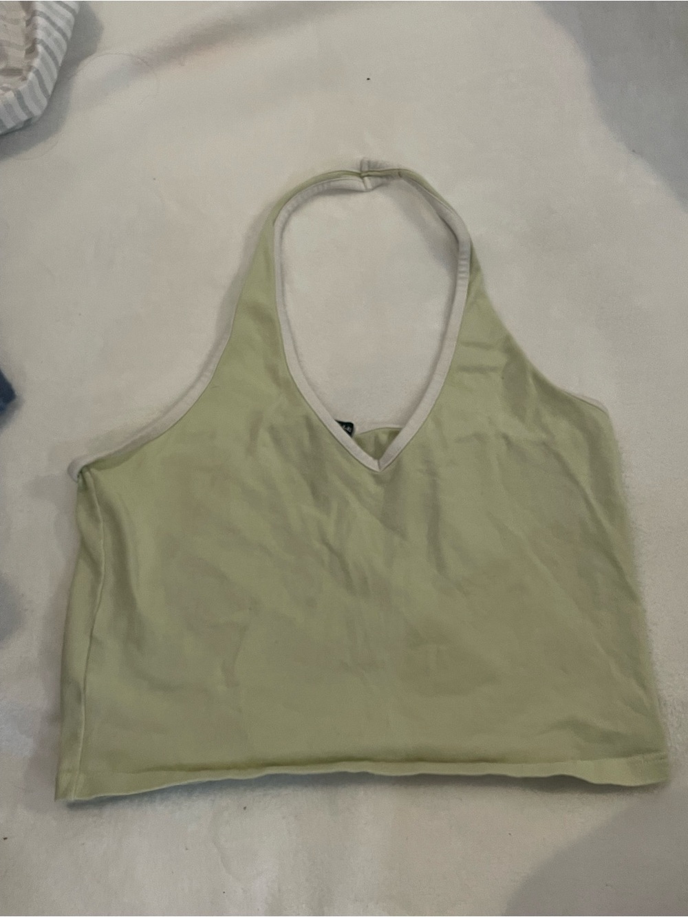 Brandy Melville Pale Green Halter Crop Top with Contrast Trim RARE